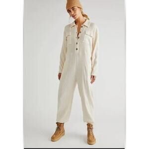 Free People Beach Calico One-Piece Button Front Jumpsuit Size Large NWT